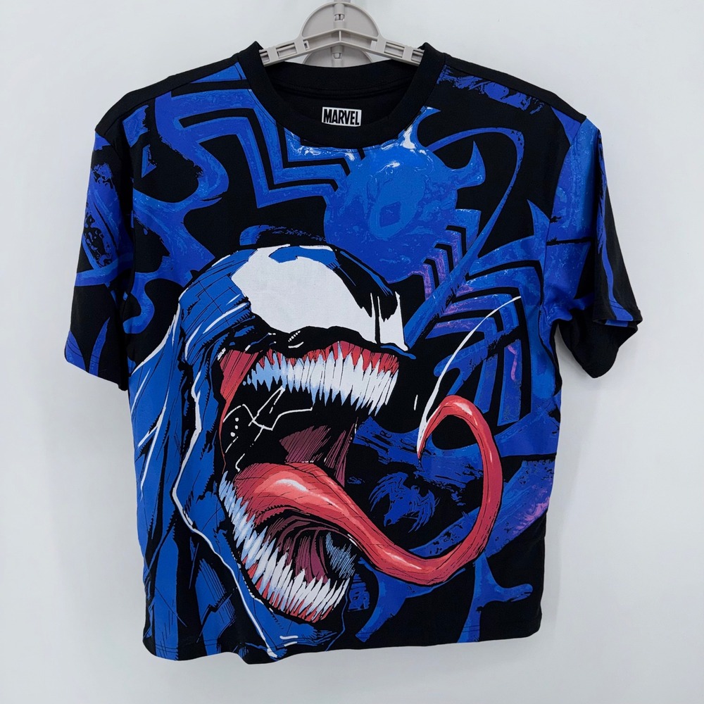Marvel Venom Graphic T-Shirt Mens Medium Black Blue Freeze Spider-Man Villain
